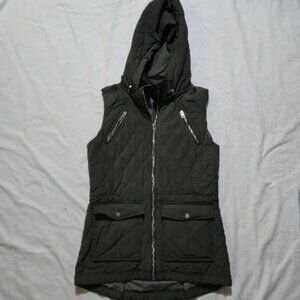 Athleta Tetons green quilted hooded full zip vest women's  Small